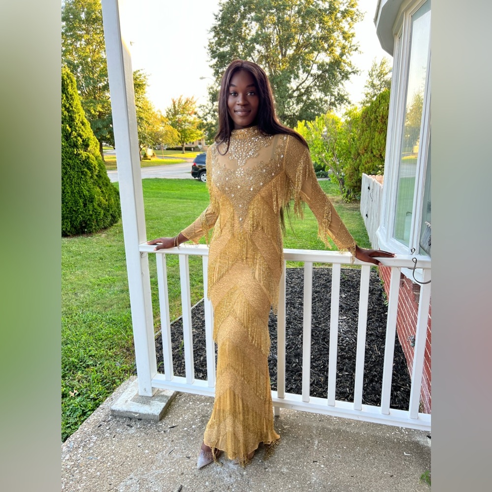 End made Glass Beaded Flame Hem Dress !